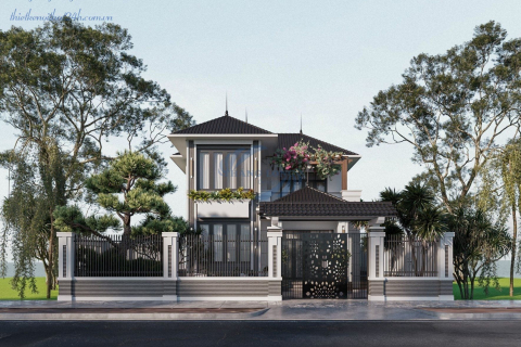 Thiết kế nhà mái Nhật 2 tầng tại Văn Lâm, Hưng Yên